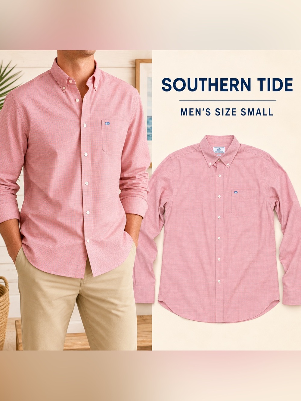Southern Tide Men’s Classic Fit Plaid Button-Down Shirt Small